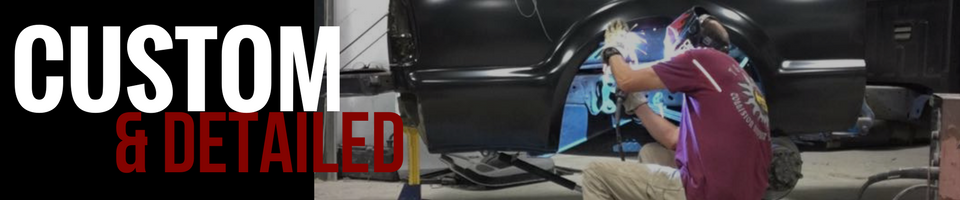 A person welding on a car's body. Text reads