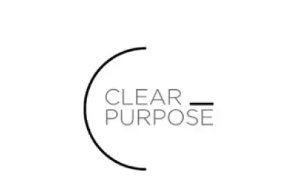 Um logotipo preto e branco para um propósito claro com um círculo no meio.