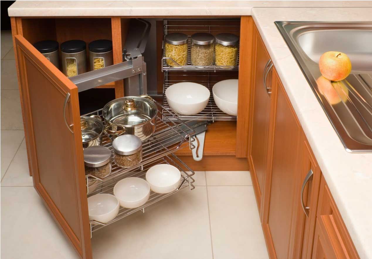 Kitchen Shelf with Condiments Inside — Bloomington & Champaign, IL — Luther Falls Custom Kitchens