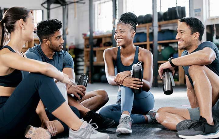 conversation and friends at the gym