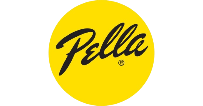 Pella logo: Black cursive