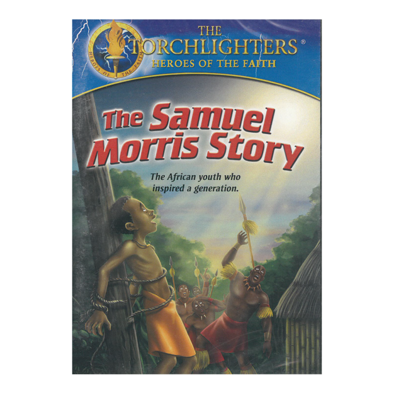 Cover art for The Torchlighters: The Samuel Morris Story, depicting a person tied to a tree with others nearby in a forest.