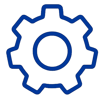Blue gear icon symbolizing PeopleNex workforce technology solutions