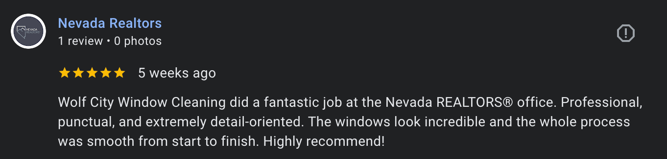 Professional window cleaning service by Wolf City Window Cleaning in Reno, Sparks, Carson City, and Incline Village Nevada