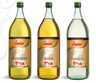 tre bottiglie di bagne per dolci Canciani