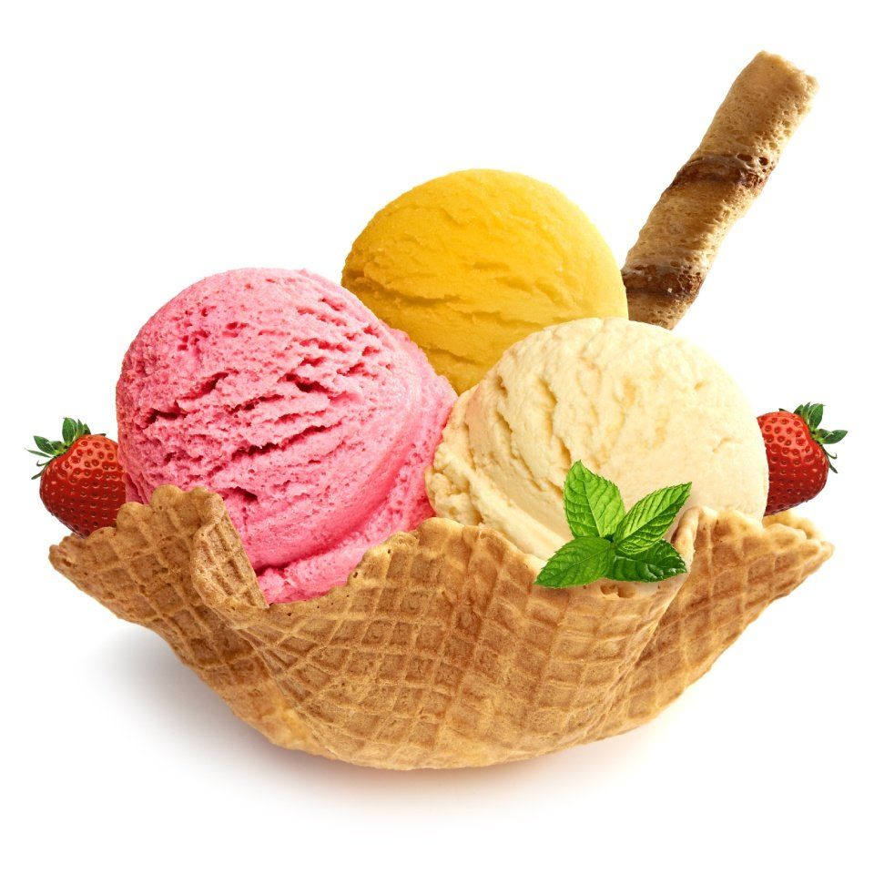 una cialda con tre palline di gelato