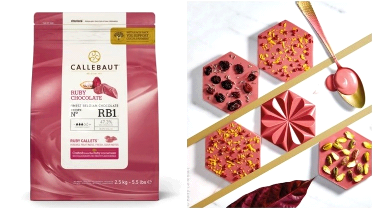 una confezione di ruby chocolate Callebaut