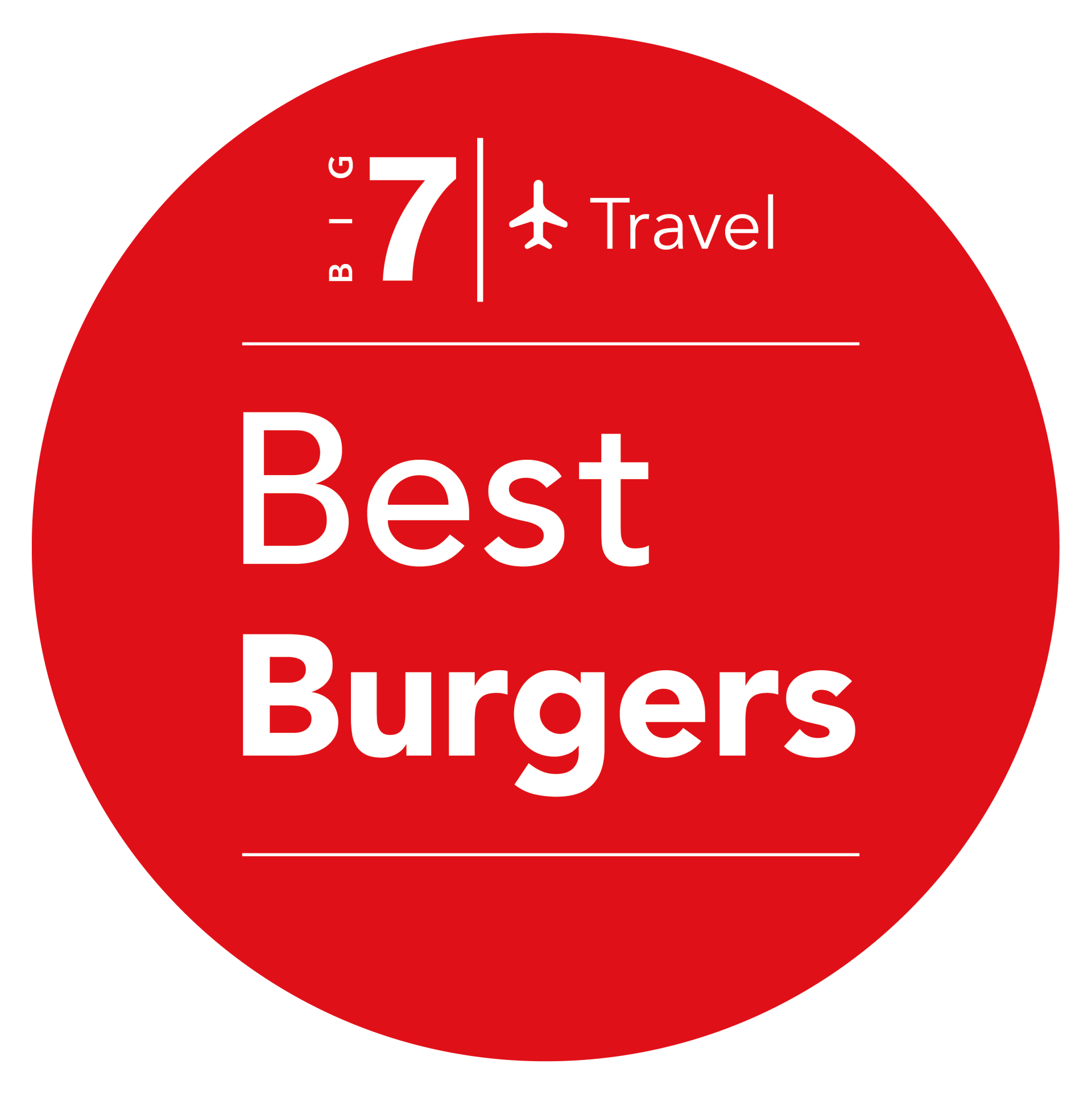 A red circle with the words best burgers on it