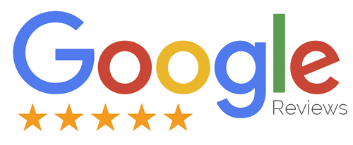 The google reviews logo has five stars on it.