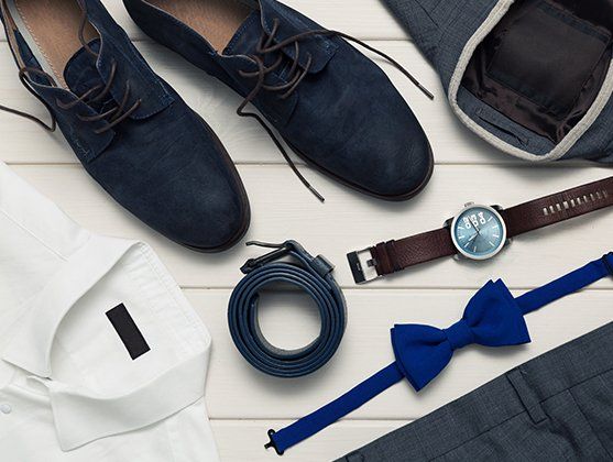 a black shoe and necktie