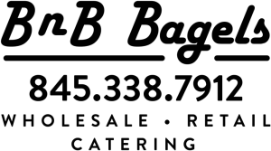 Logo for BnB Bagels, includes phone number 845.338.7912