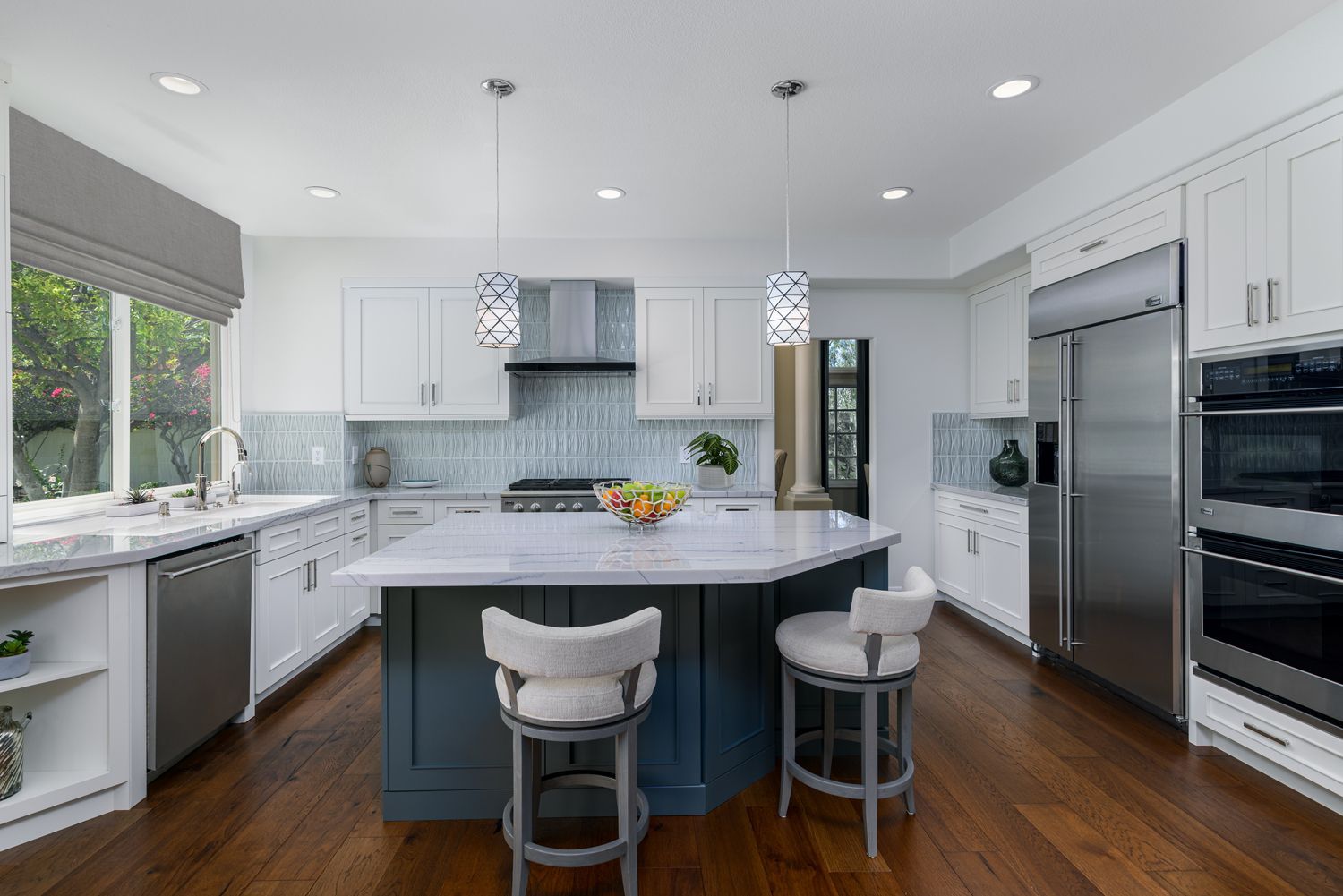 White and Blue Painted Cabinetry by Omega, Simi Valley