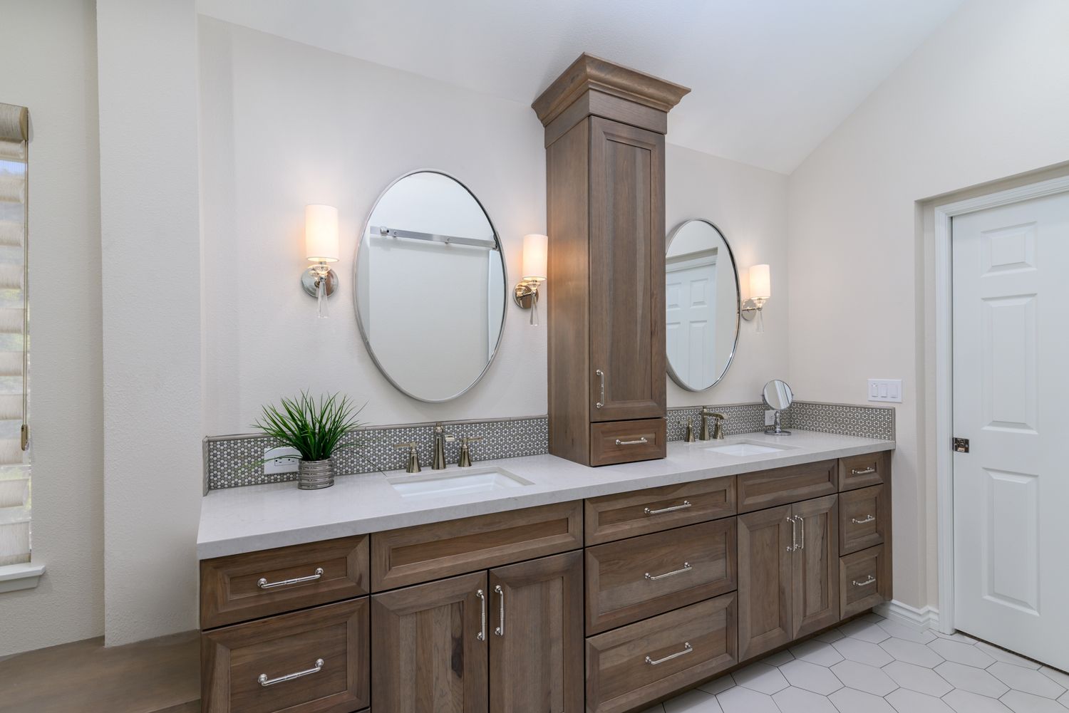 Light Wood Stain, Master Bathroom Vanity, Newbury Park
