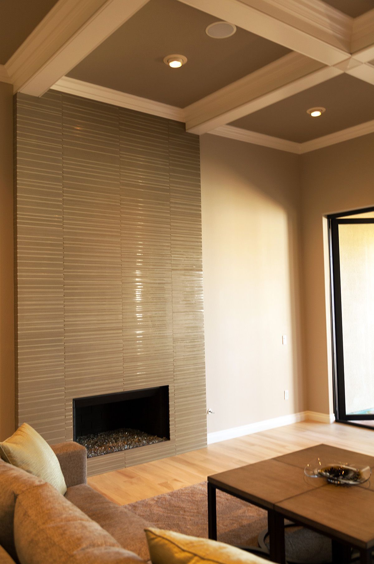 Porcelain Tile Fireplace, Westlake Village, CA Game Room Remodel, Family Room Remodel  