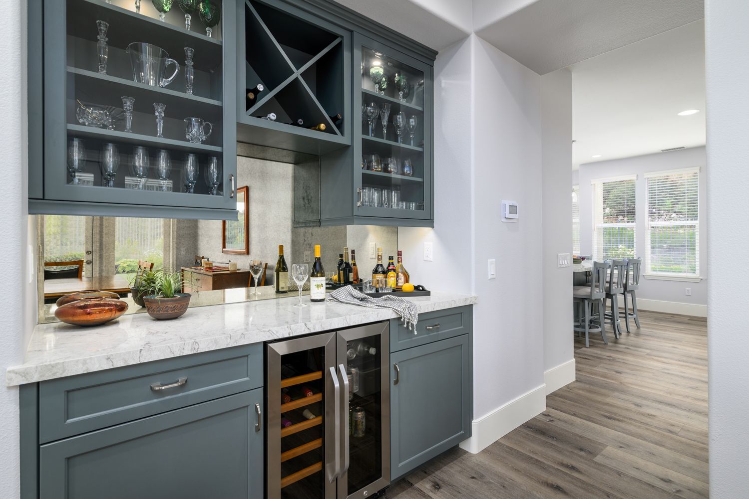 Stunning Dining Room Bar in Thousand Oaks Downstairs Remodel