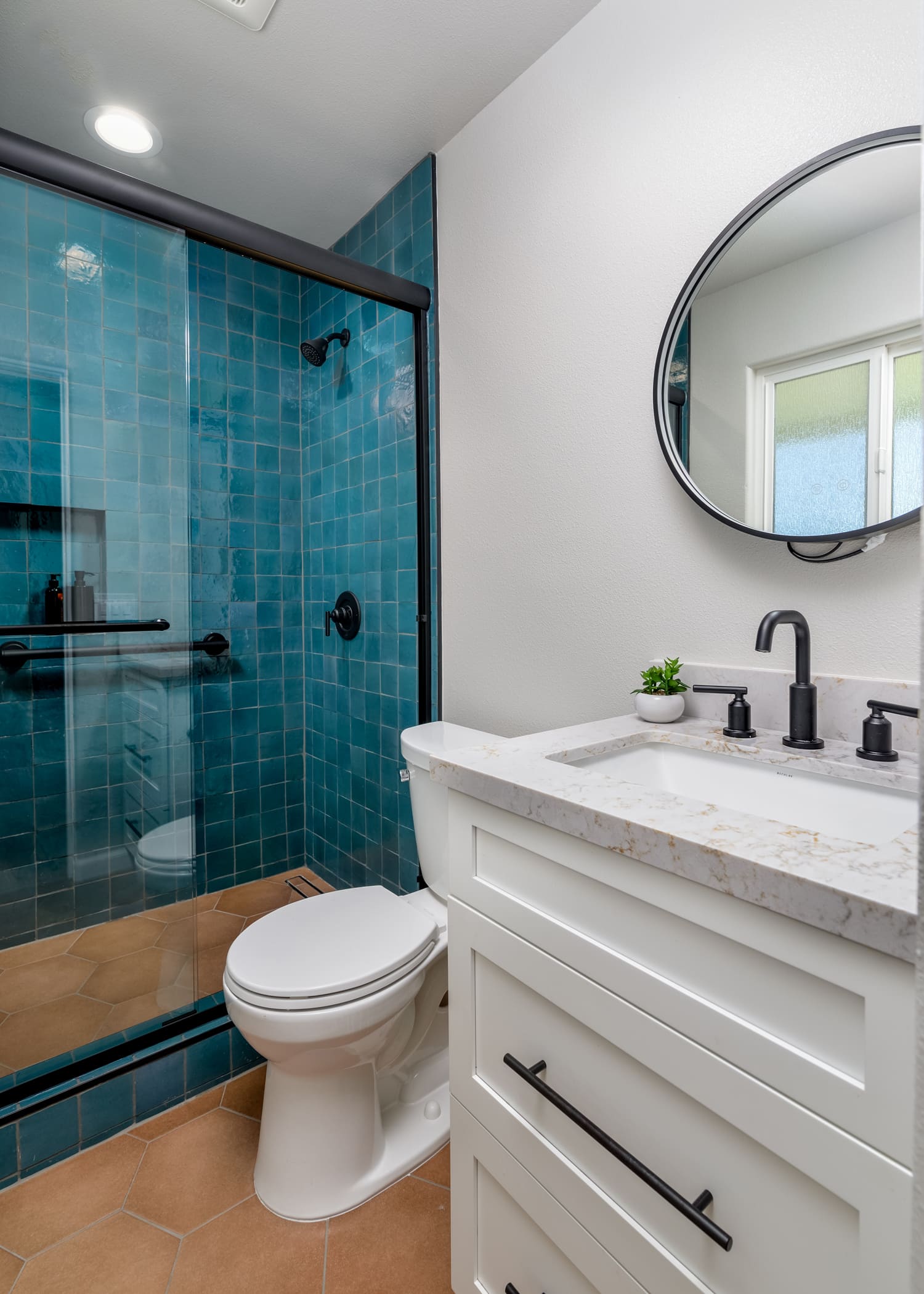 Vibrant Blue Tile Sparks Thousand Oaks Bathroom Remodel