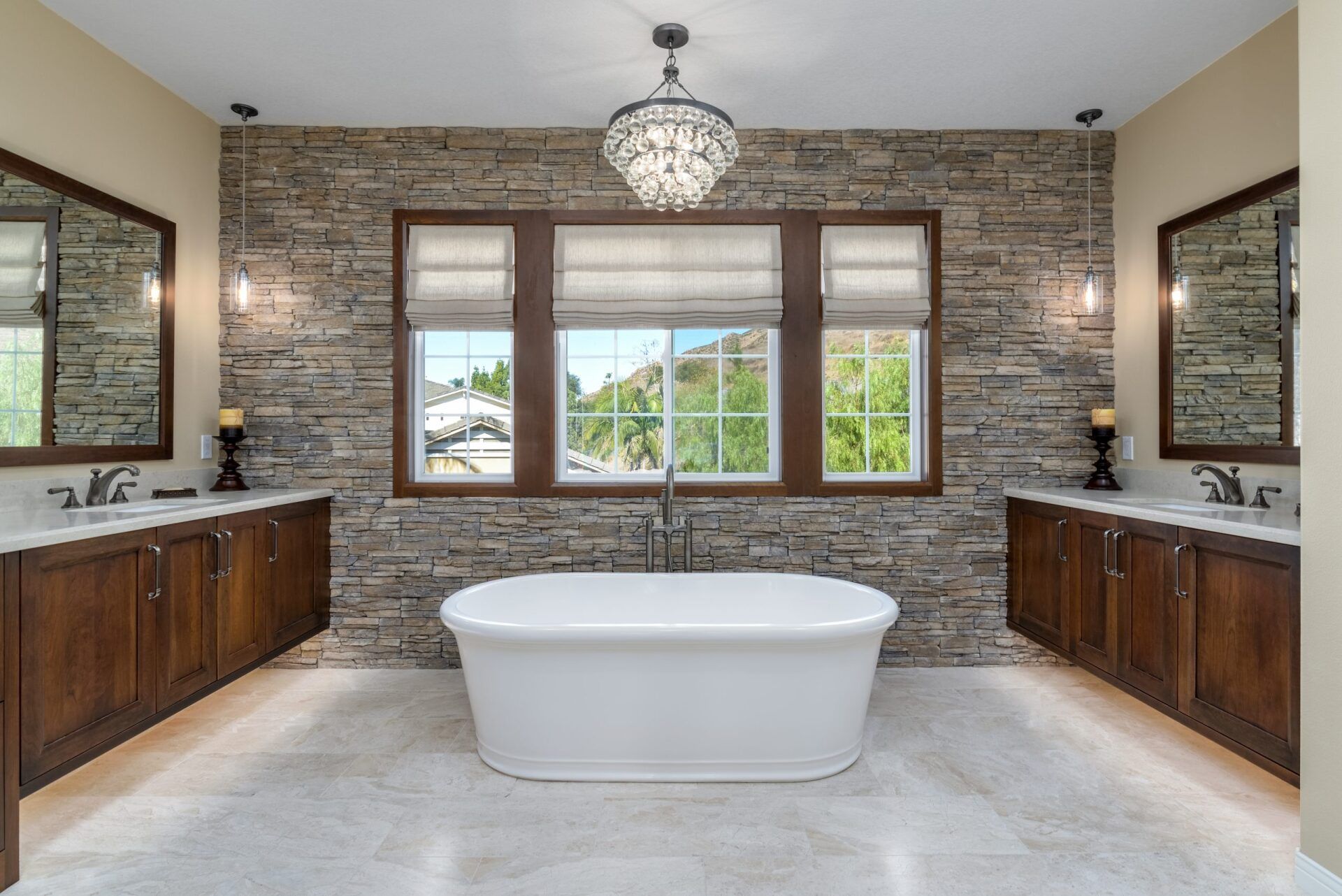 Dry-Stacked Stone in Master Bathroom Remodel, Dos Vientos Neighborhood, Newbury Park, CA