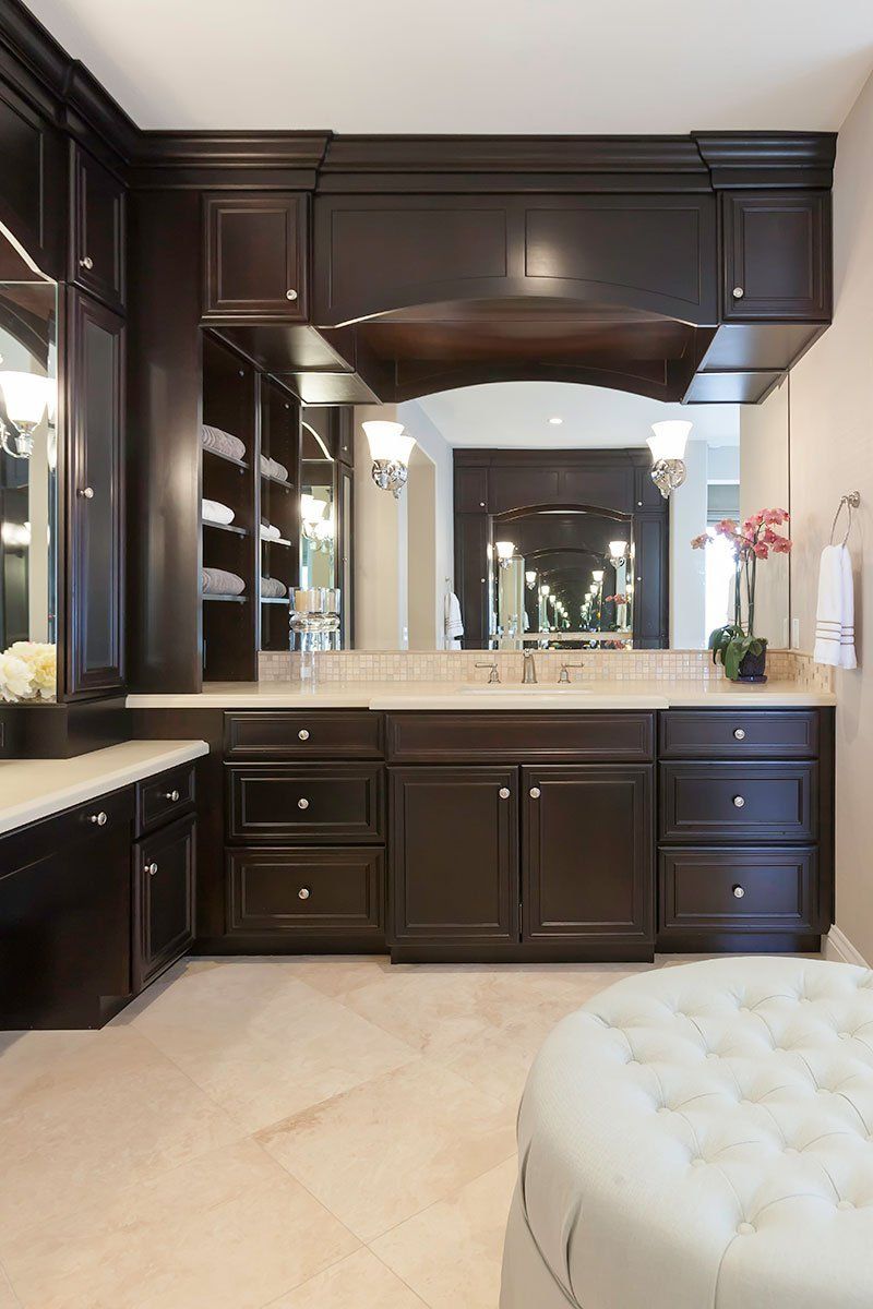 Dark Cabinetry in Luxury Master Bathroom Remodel