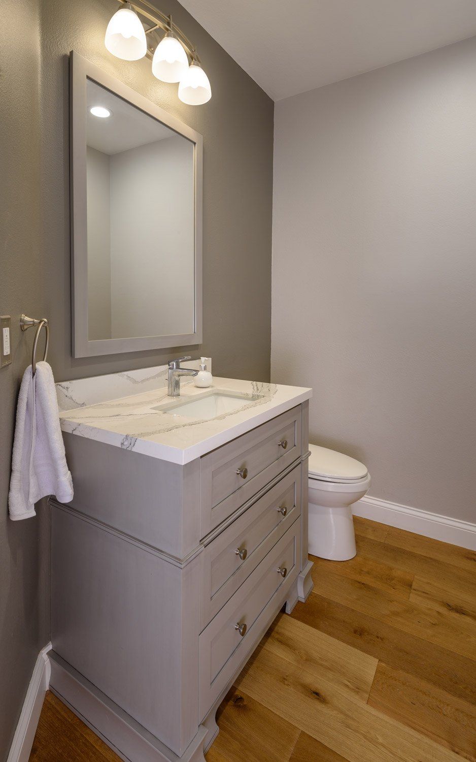 Soft Gray Powder Bathroom Remodel, Newbury Park