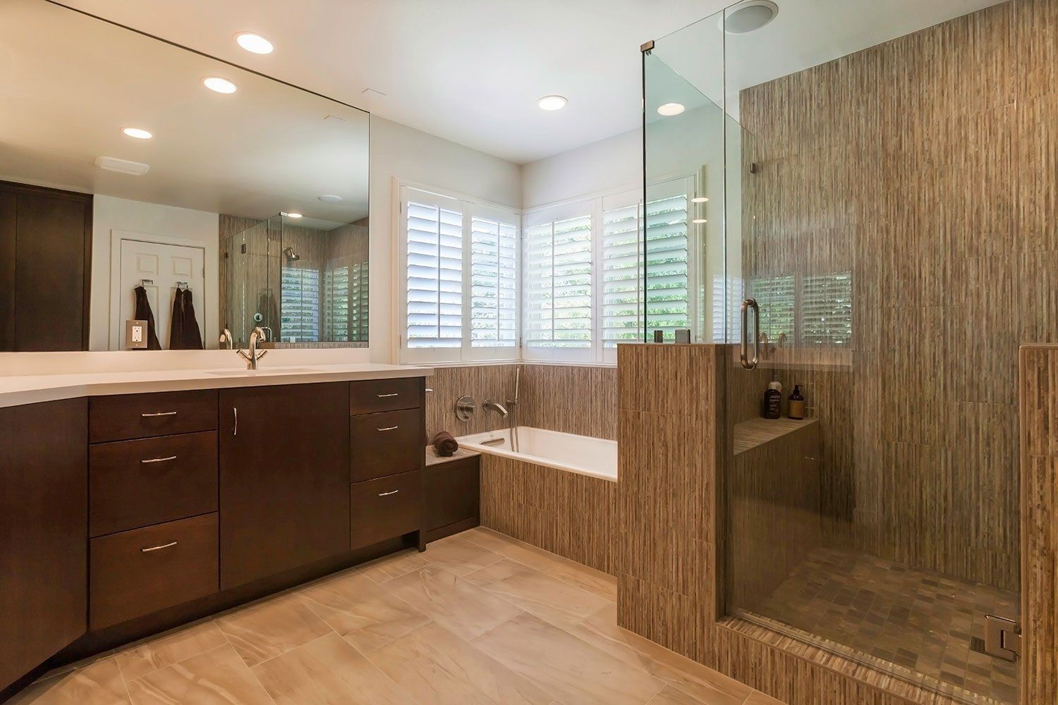 Wood Grain Tile In Unique Master Bathroom Remodel, Westlake Village