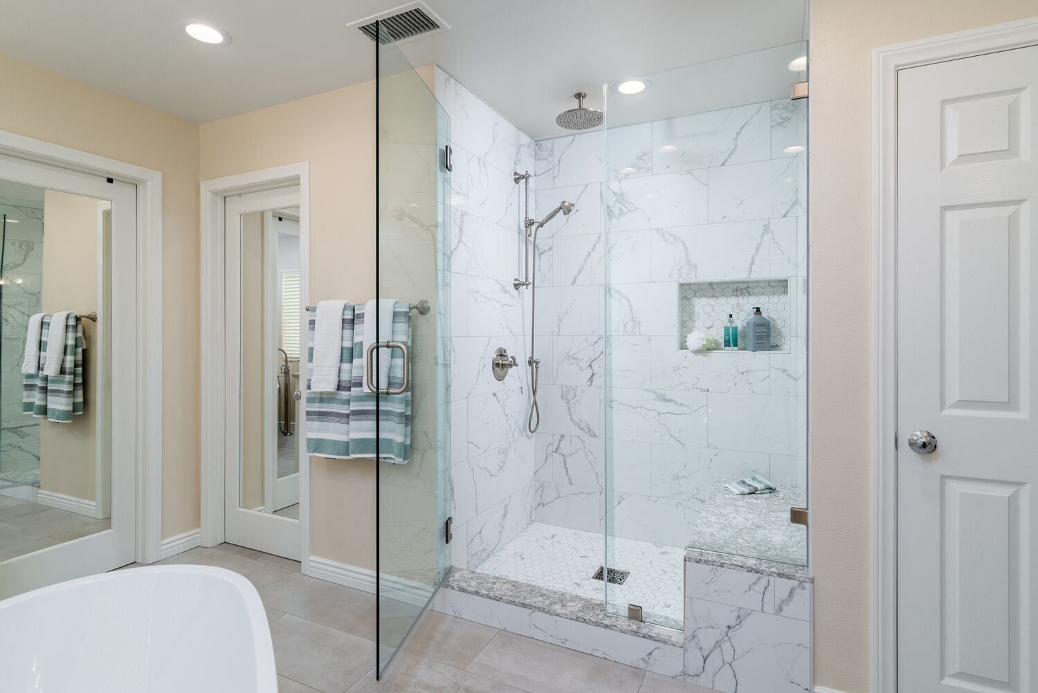 Luxurious Master Bathroom Remodel w Large Formatted Tile, Newbury Park