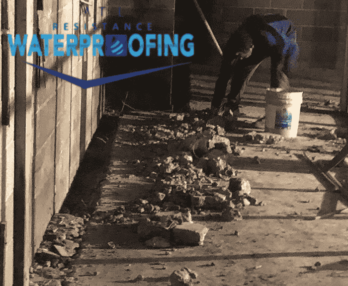 Foundation repair work being performed by Atlanta Resistance Waterproofing