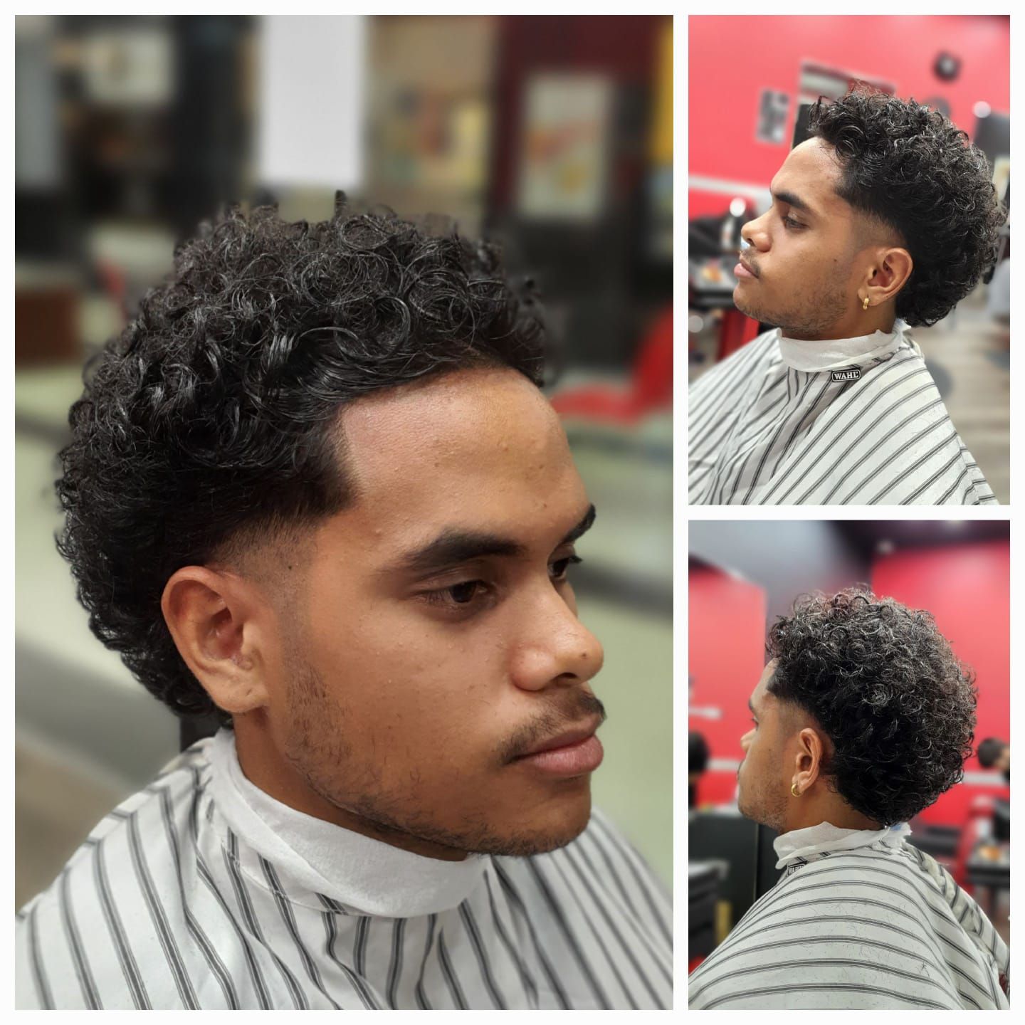 A Man With Curly Hair is Getting His Hair Cut by a Barber — Hair Obsession Barber in Nightcliff, NT