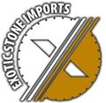 A black and white logo for exotic stone imports