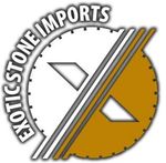 A black and white logo for exotic stone imports
