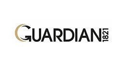 Guardian 1821 logo: Black text, gold arc around 