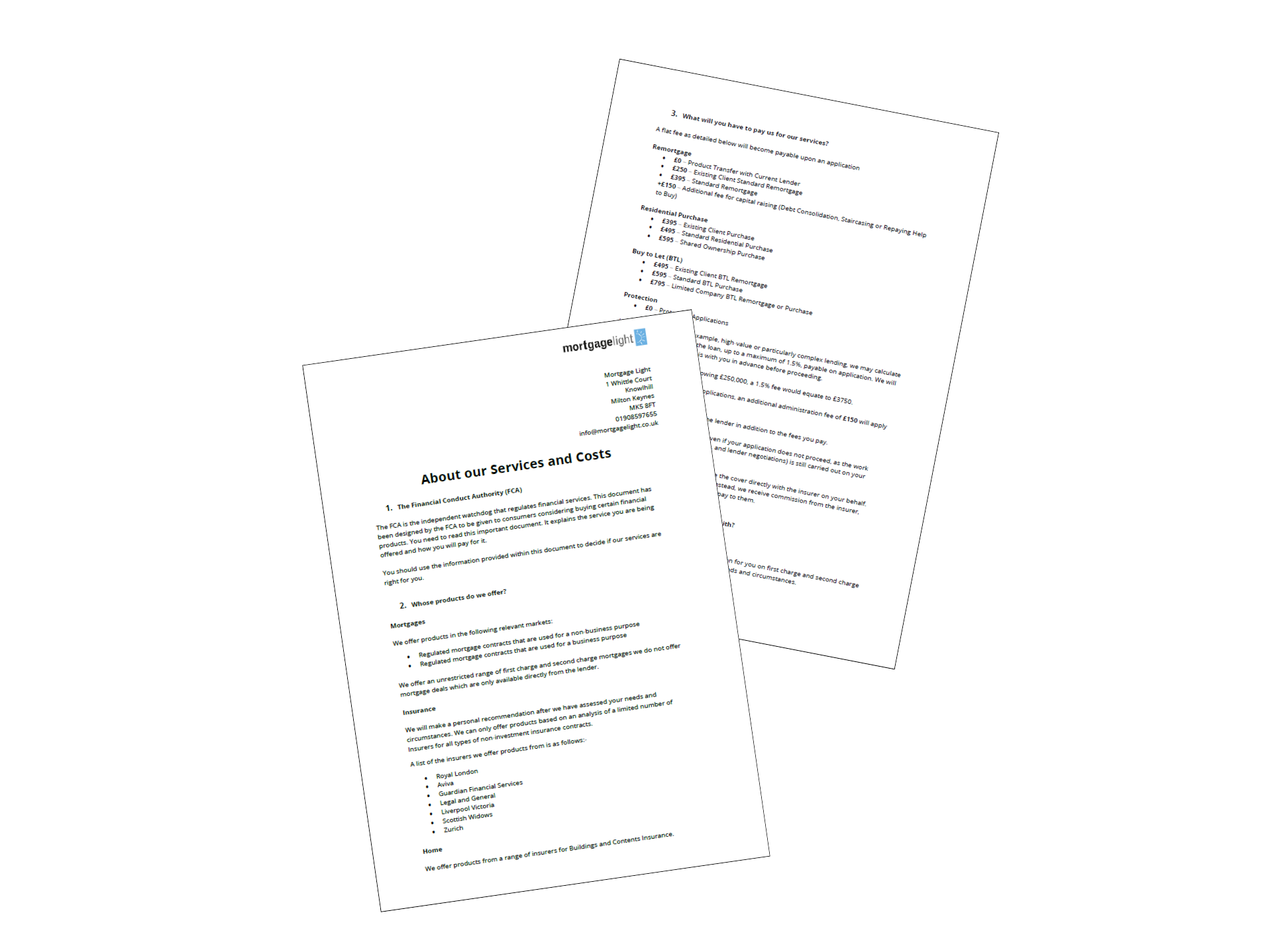 Two informational flyers with blue and white text on a white background.