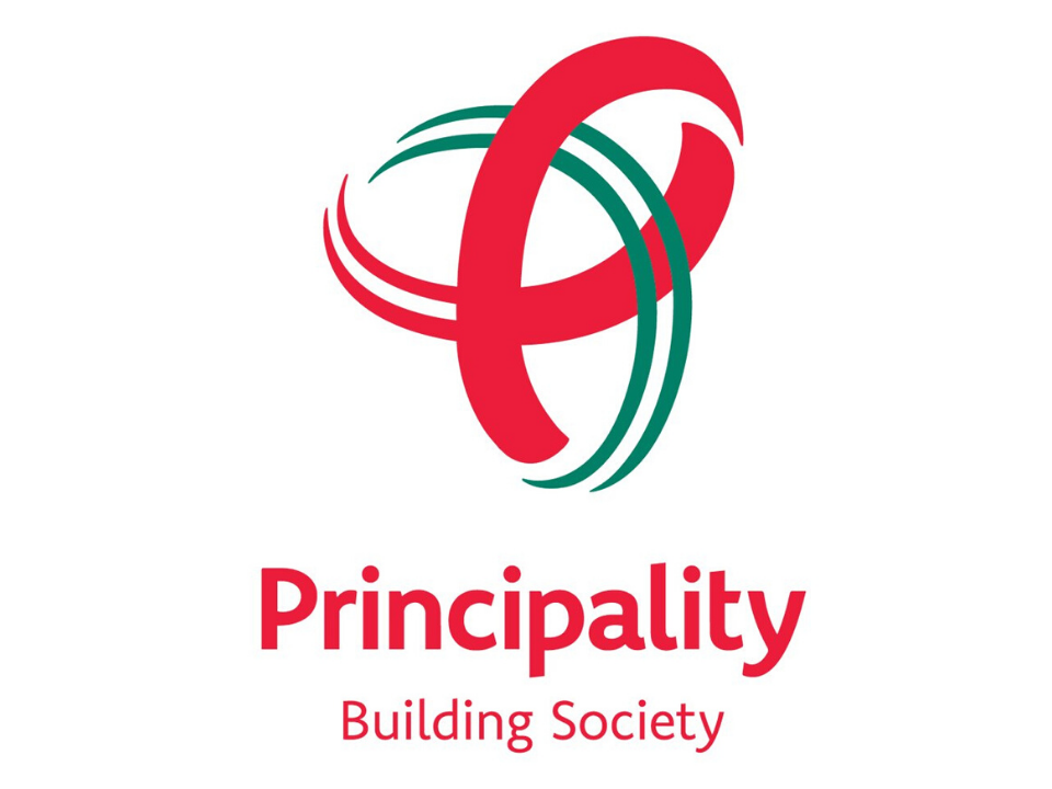 Logo of Principality Building Society: red and green intertwined shapes above the company name in red text on white.
