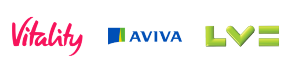 Logos for Vitality, Aviva, and L&G.