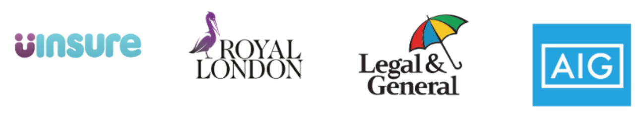 Logos: Uinsure, Royal London, Legal & General, and AIG.