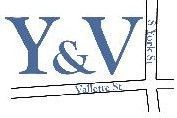 A drawing of a street with the letters y and v on it.