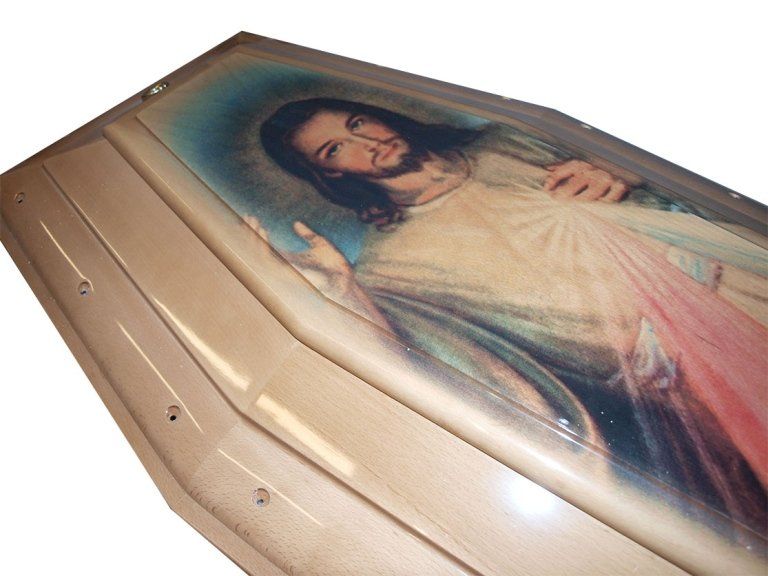 cofano funebre con immagine Gesù