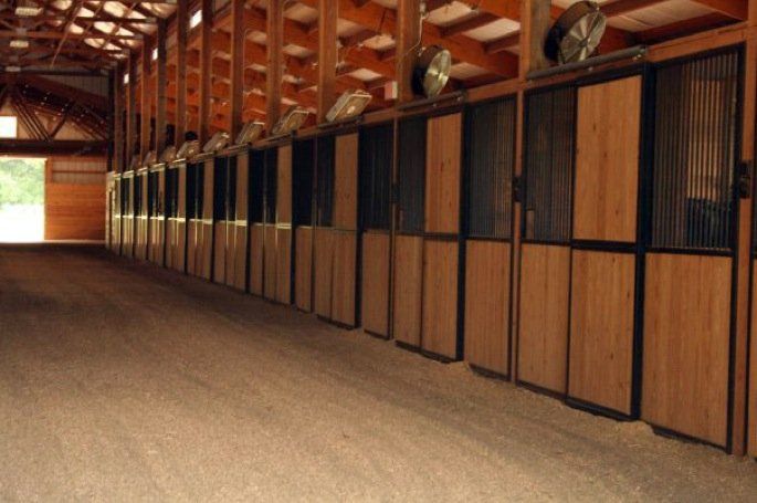 photo of stalls in main barn at Lenux Stables