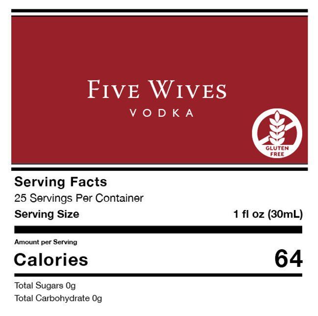 Five Wives Vodka Nutritional Facts