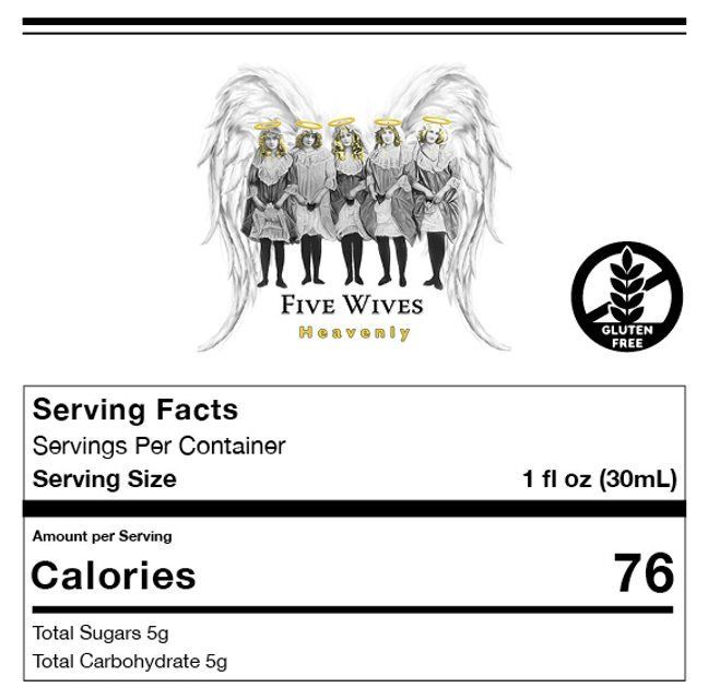 Five Wives Vodka Heavenly Nutritional Facts