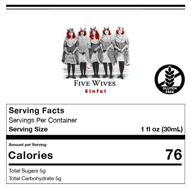 Five Wives Vodka Sinful Nutritional Facts