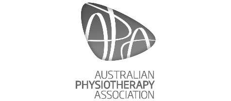 Logo of the Australian Physiotherapy Association with an abstract gray design.