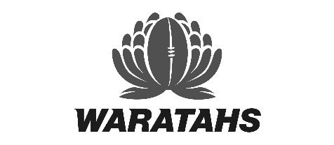 Waratahs logo: stylized waratah flower above the word WARATAHS in bold, italic font.