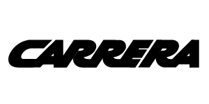 A black and white logo for carrera on a white background.