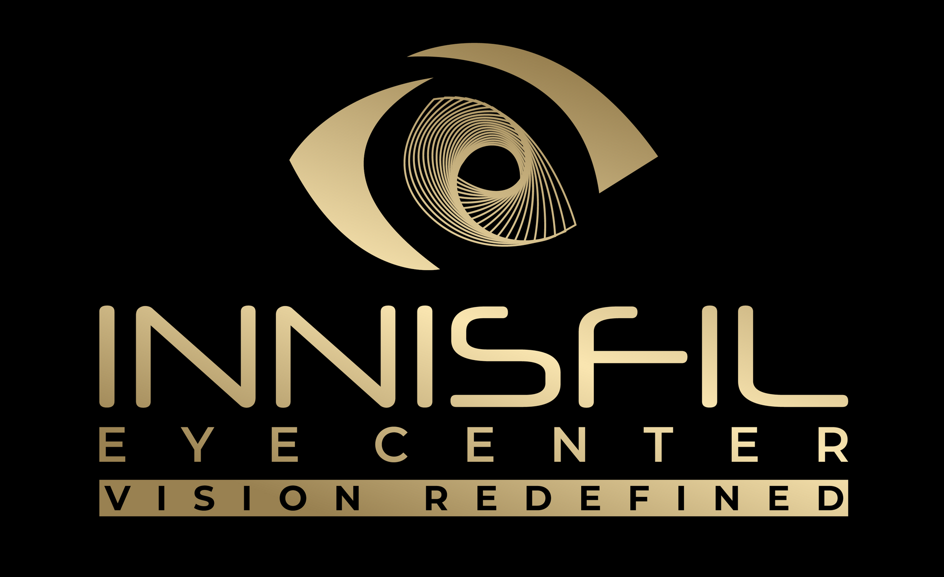 The logo for innisfil eye center vision redefined