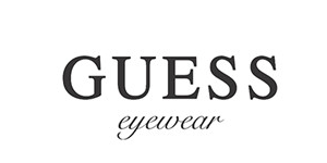 The logo for guess eyewear is on a white background.