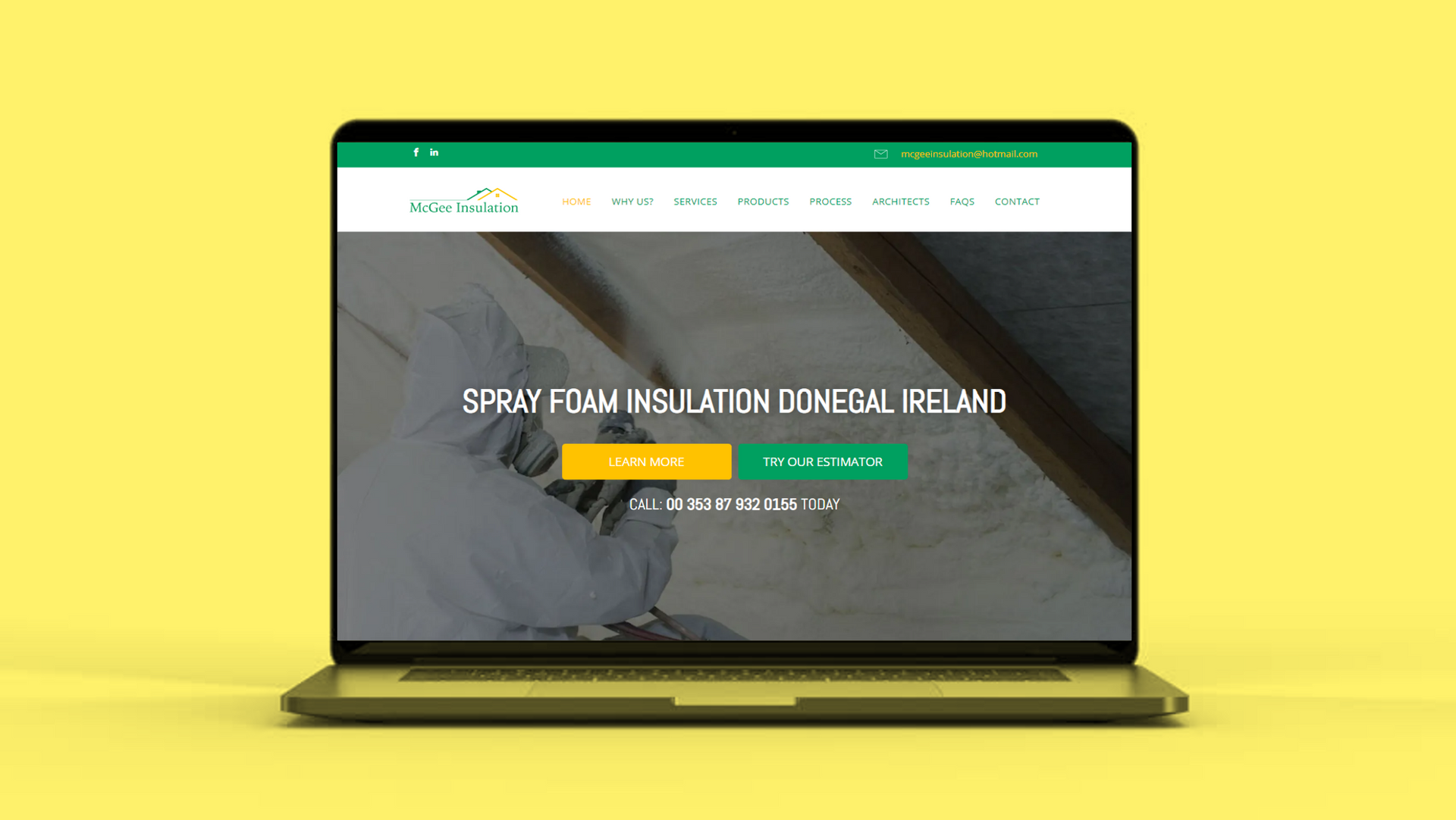 Example trade website build on laptop