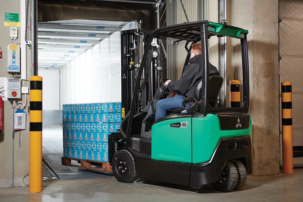 Electric forklift carrying products