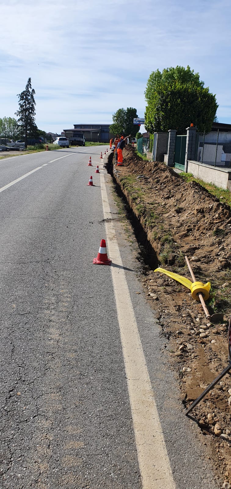 Lavori per l'installazione della fibra ottica