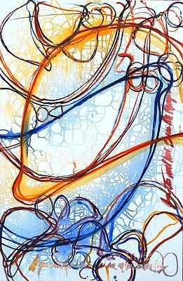 A colorful drawing of a person 's face on a white background.