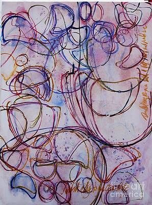 A painting of a bunch of circles on a white background.